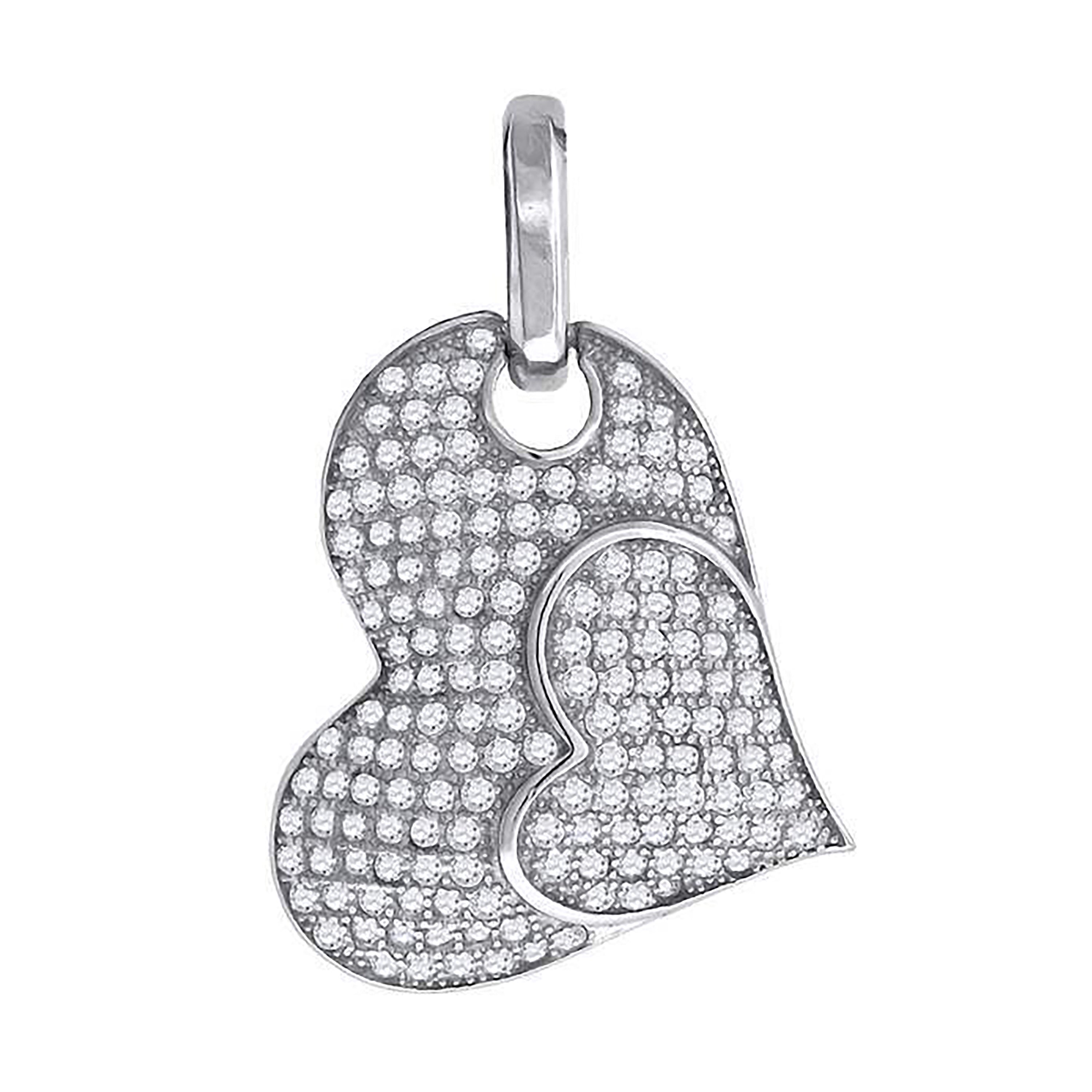 925 Sterling Silver Womens Cz Heart Charm Pendant