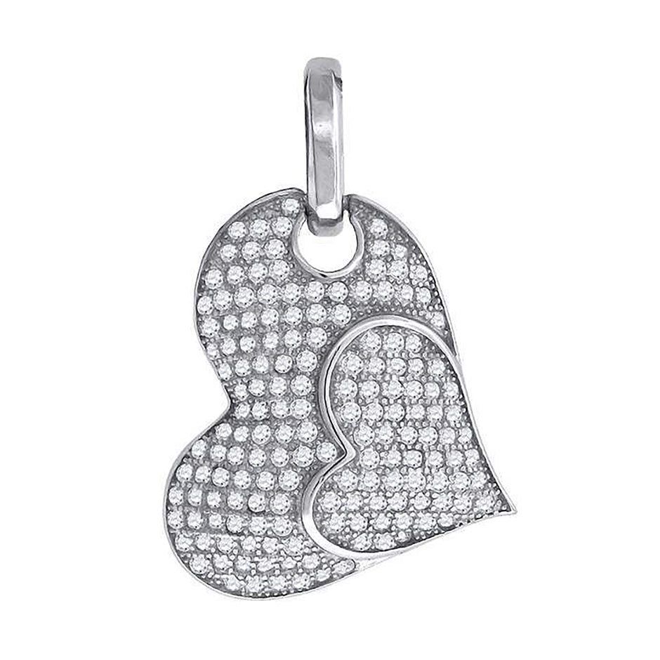925 Sterling Silver Womens Cz Heart Charm Pendant