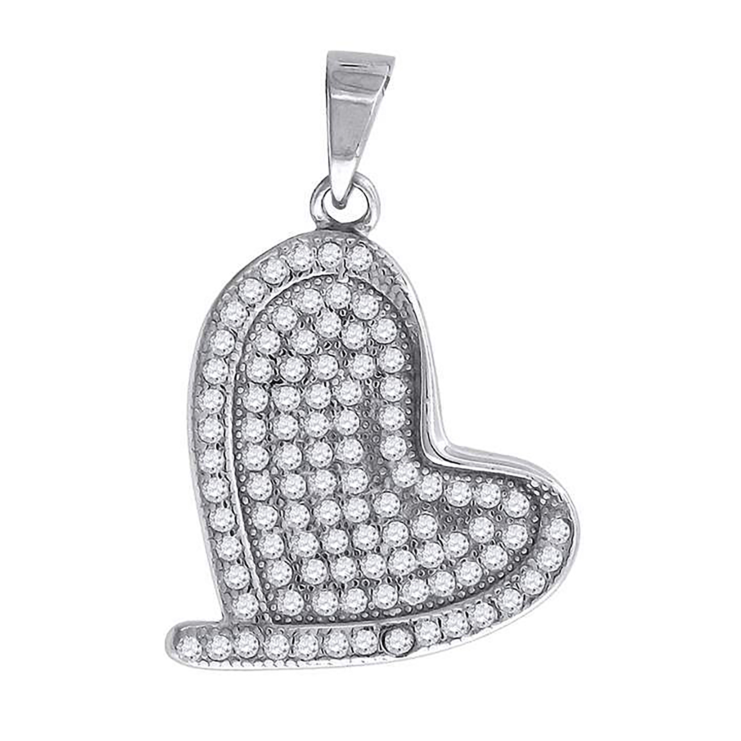 925 Sterling Silver Womens Cz Heart Charm Pendant