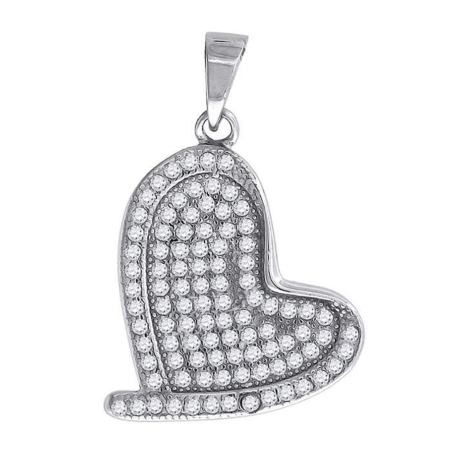 925 Sterling Silver Womens Cz Heart Charm Pendant