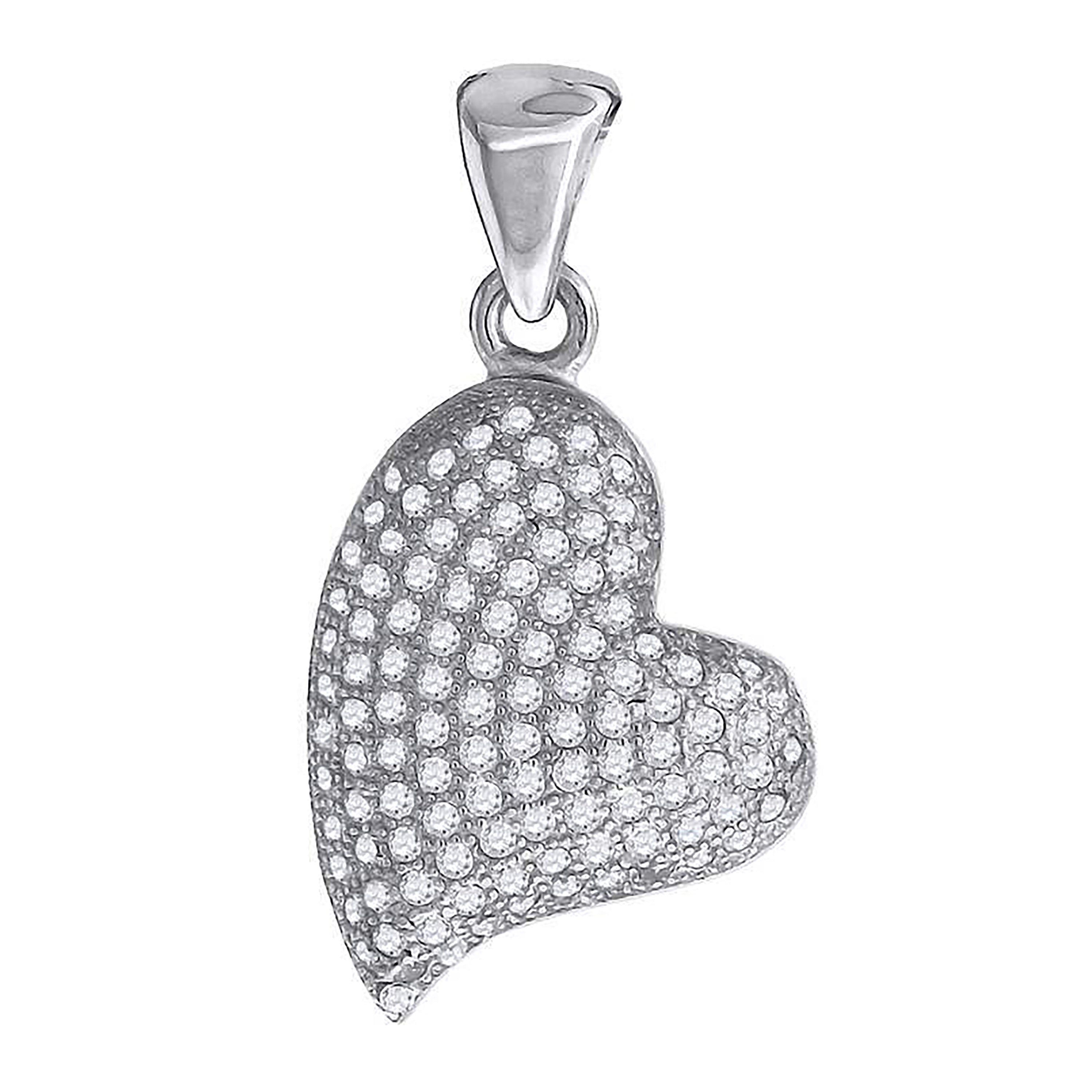 925 Sterling Silver Womens Cz Heart Charm Pendant