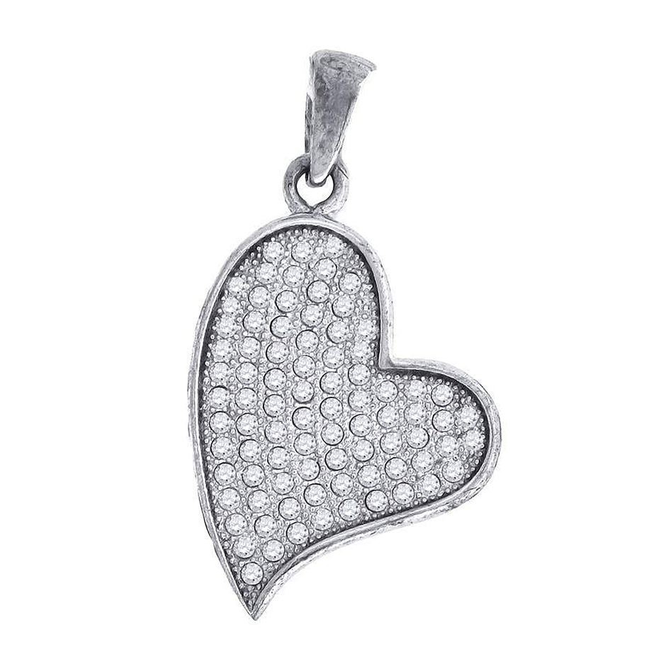 925 Sterling Silver Womens Cz Heart Charm Pendant
