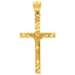 10kt Yellow Gold Mens Textured Nugget Crucifix Cross Religious Charm Pendant