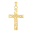 10kt Yellow Gold Diamond-Cut Unisex Cross Crucifix Religious Charm Pendant