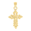 10kt Yellow Gold Diamond-Cut Unisex Cross Crucifix Religious Charm Pendant