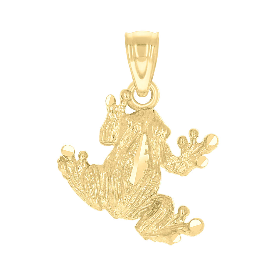10kt Yellow Gold Diamond-Cut Unisex Toad Frog Animal Charm Pendant