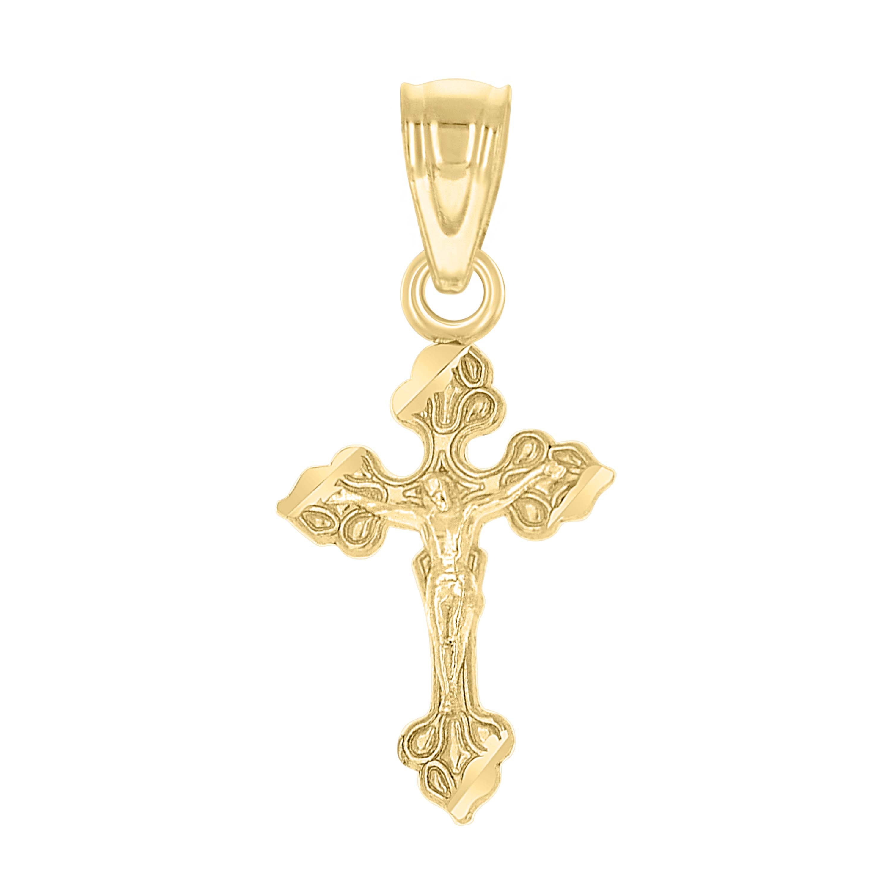 10kt Yellow Gold Unisex Crucifix Cross Religious Charm Pendant