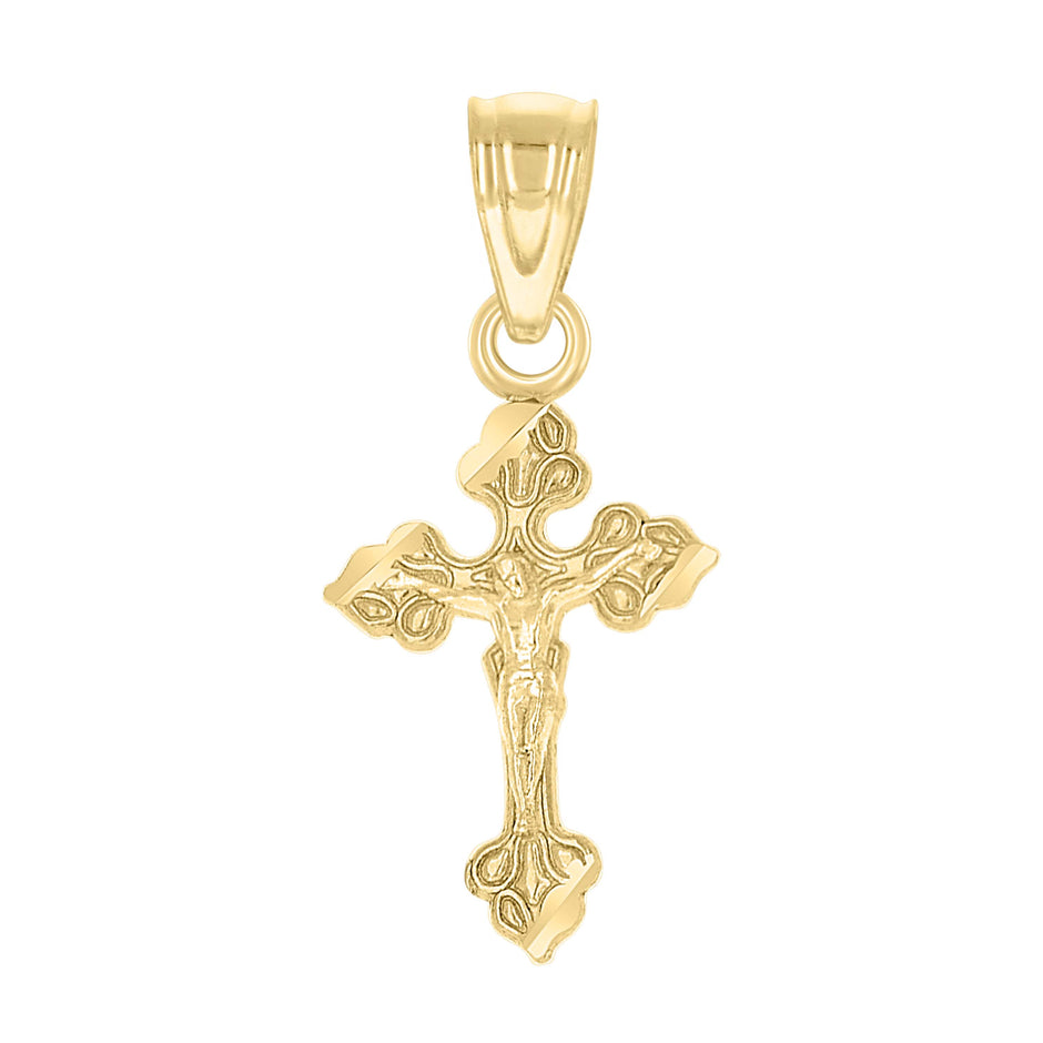 10kt Yellow Gold Unisex Crucifix Cross Religious Charm Pendant