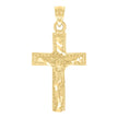 10kt Yellow Gold Mens Textured Crucifix Cross Religious Charm Pendant