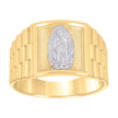 10kt Two-Tone Gold Mens Textured Lady Of Guadalupe Religious Ring