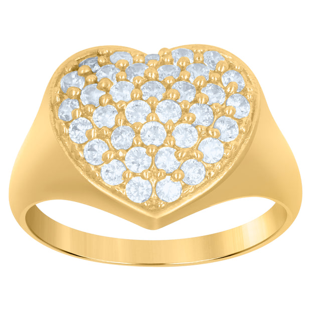 10kt Gold Womens Two-Tone CZ Heart Band Ring