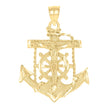 10kt Yellow Gold Diamond-Cut Womens Anchor Cross Crucifix Charm Pendant