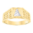 10kt Two-Tone Gold Unisex Diamond-Cut Textured Initial Letter A Band Ring