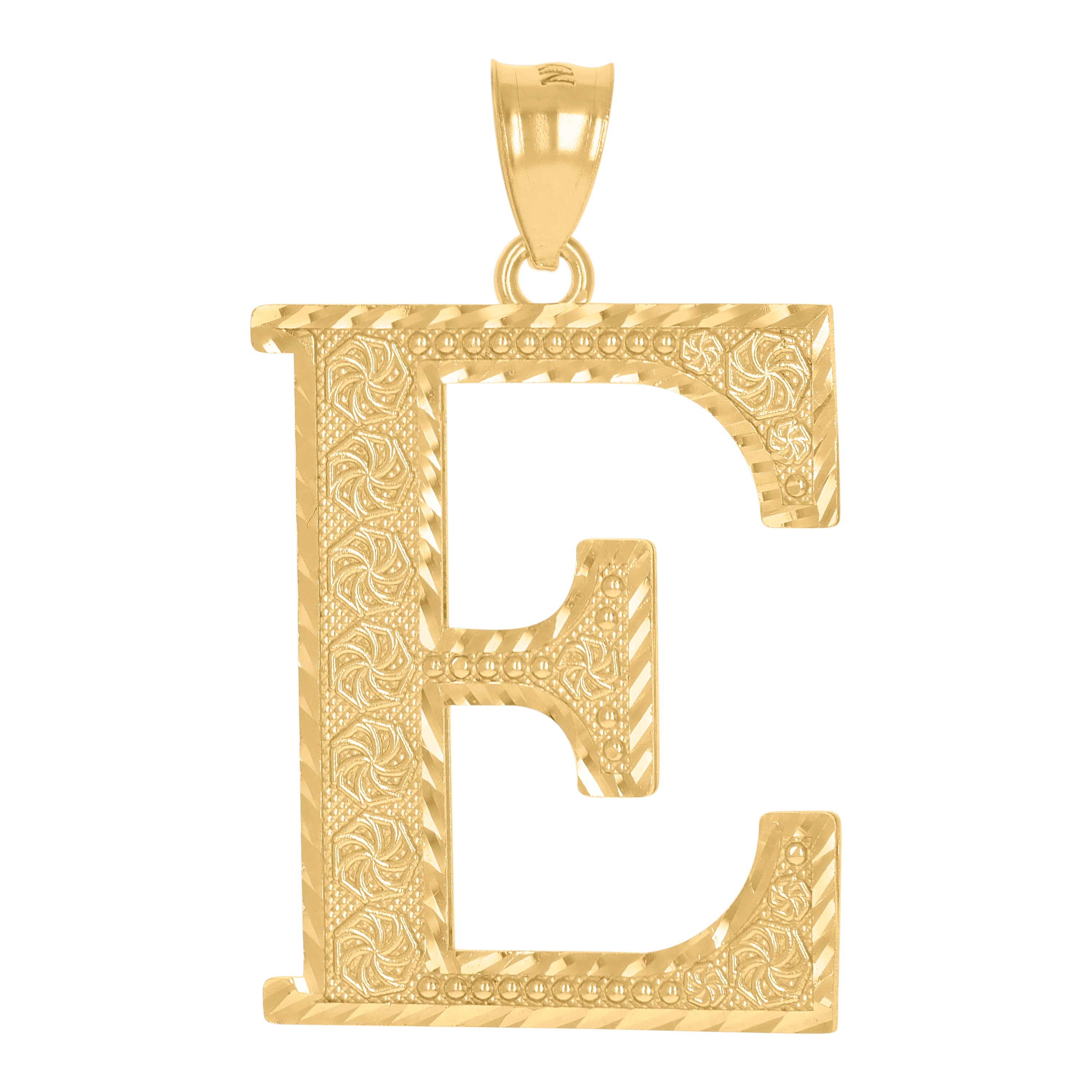 10Kt Yellow Gold Unisex Initial Alphabet E Charm Pendant