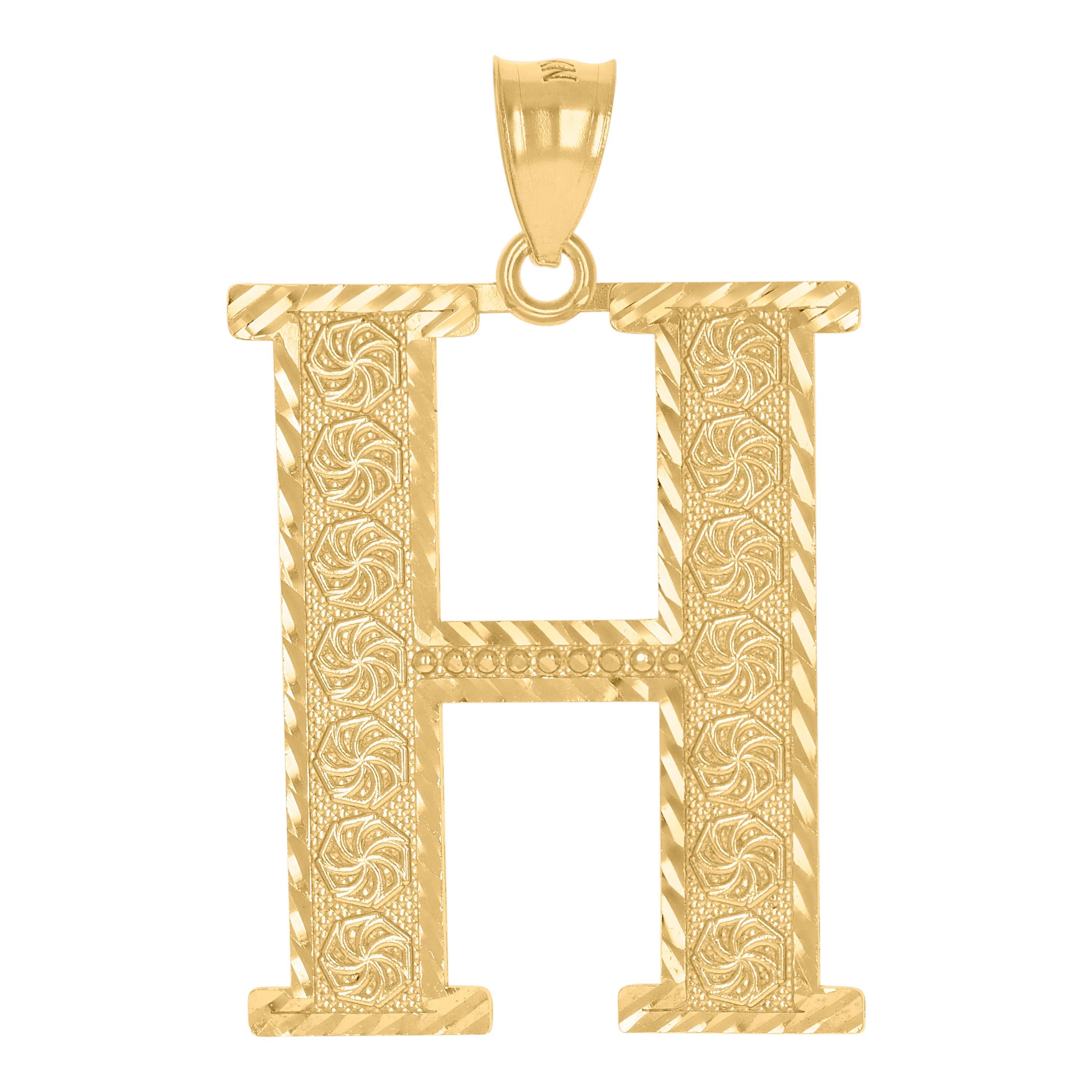 10Kt Yellow Gold Unisex Initial Alphabet H Charm Pendant