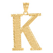 10Kt Yellow Gold Unisex Initial Alphabet K Charm Pendant
