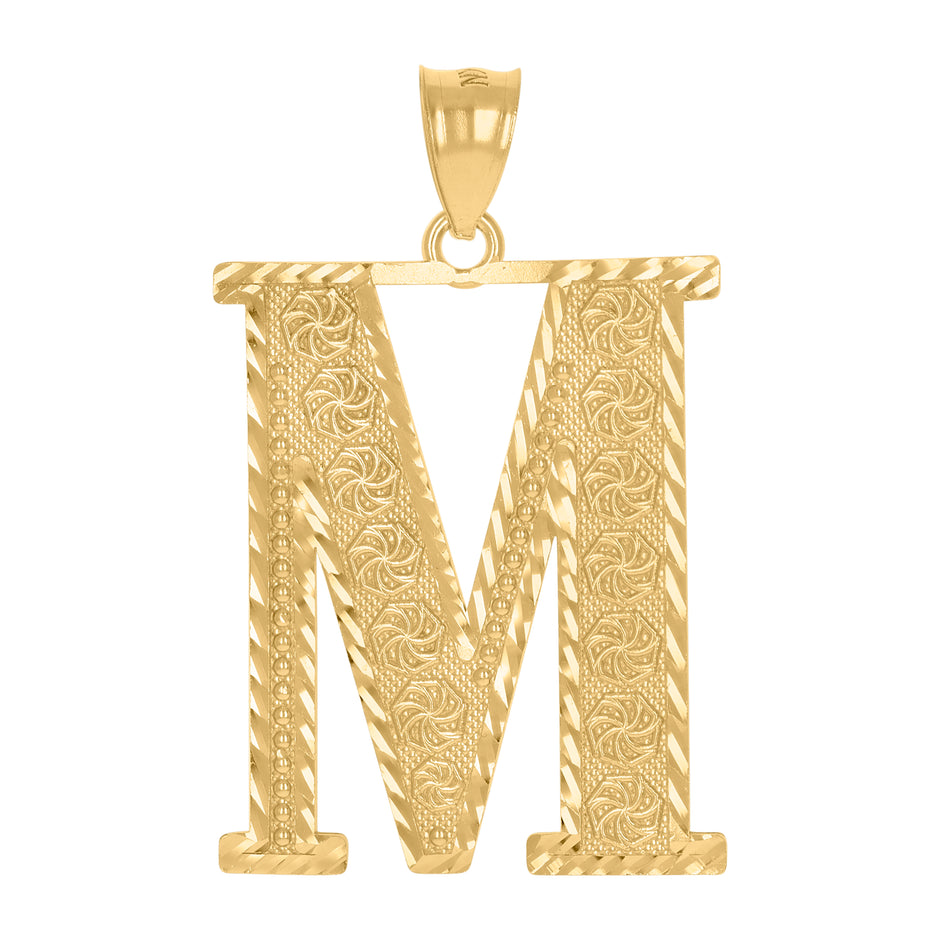 10Kt Yellow Gold Unisex Initial Alphabet M Charm Pendant
