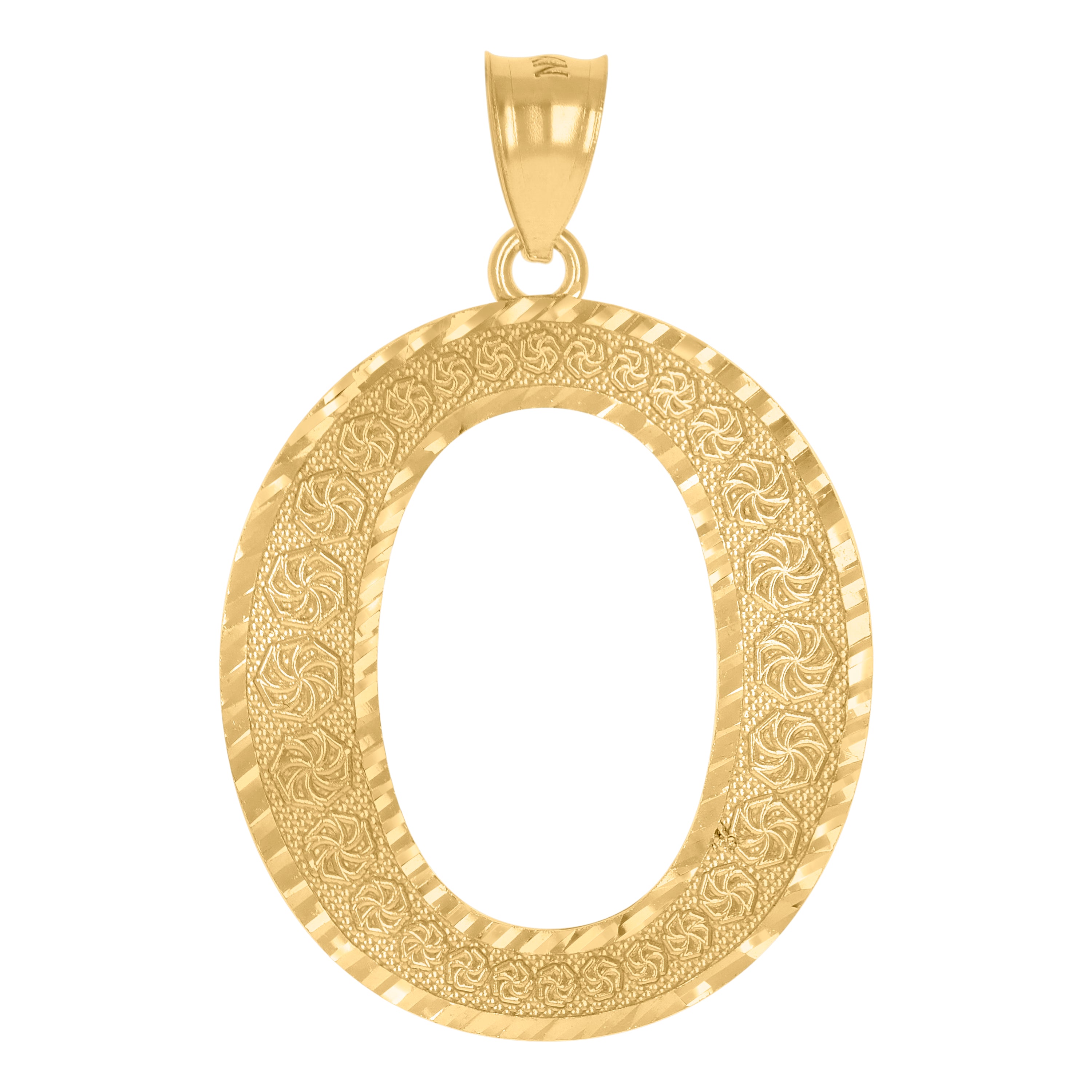 10Kt Yellow Gold Unisex Initial Alphabet O Charm Pendant