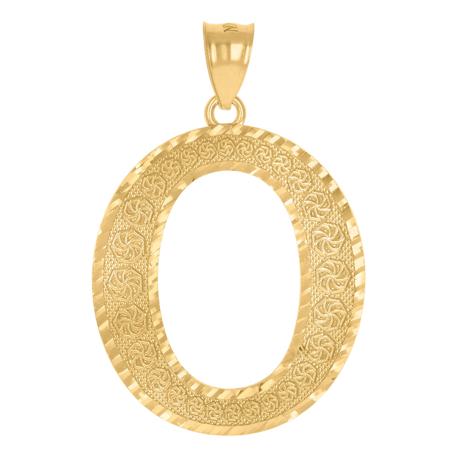 10Kt Yellow Gold Unisex Initial Alphabet O Charm Pendant