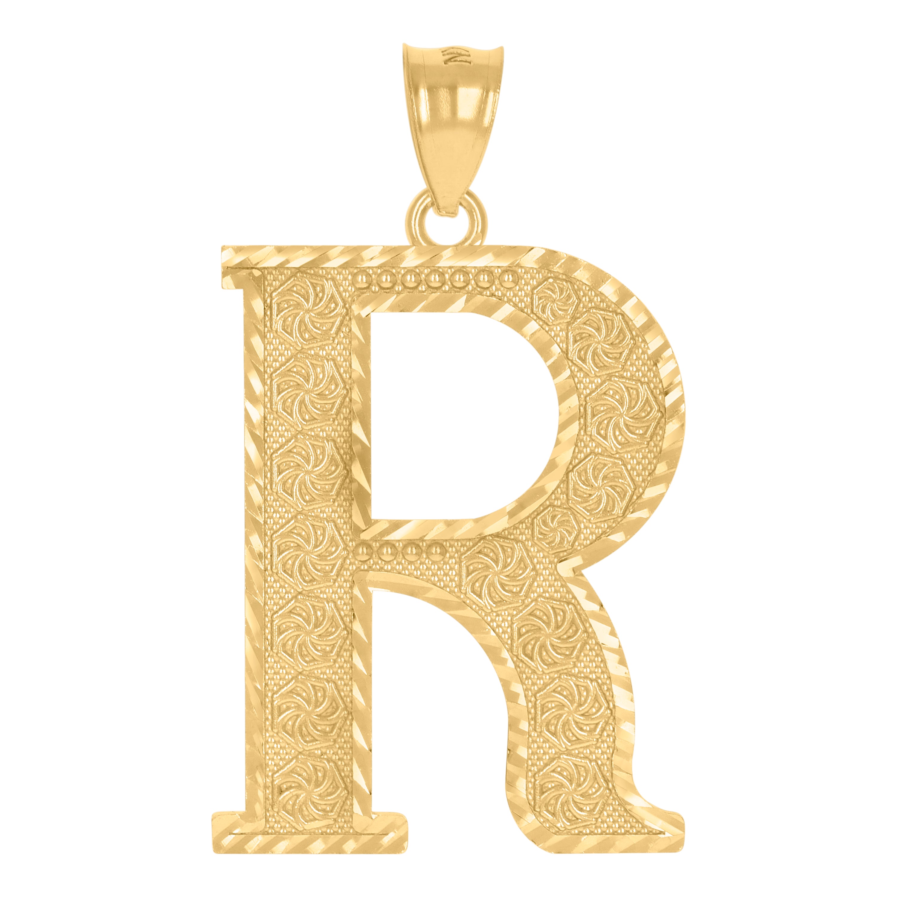 10Kt Yellow Gold Unisex Initial Alphabet R Charm Pendant