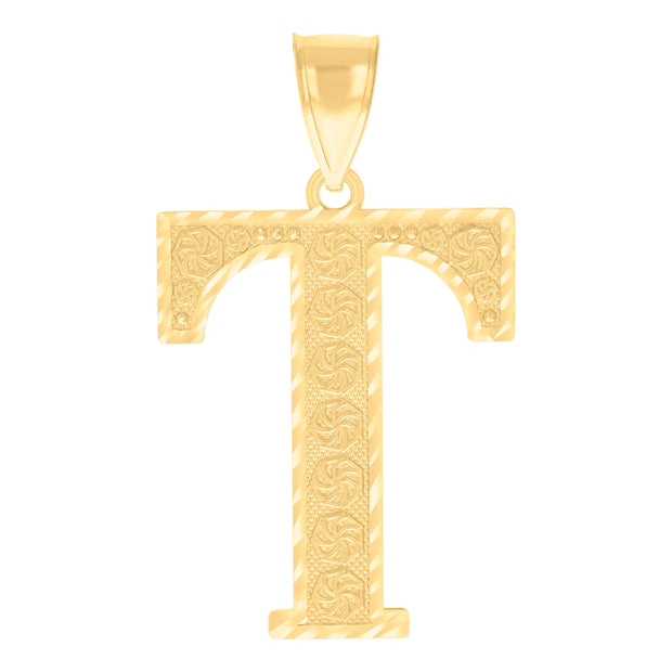 10Kt Gold Initial Letter Pendant "T"