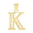 10kt Yellow Gold Unisex Letter K Initial Charm Pendant