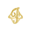 10kt Yellow Gold Womens Diamond-Cut Textured Initial Letter F Band Ring