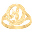 10kt Yellow Gold Womens Diamond-Cut Textured Initial Letter D Band Ring