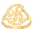10kt Yellow Gold Womens Diamond-Cut Textured Initial Letter R Band Ring