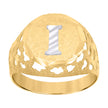 10kt Two-Tone Gold Mens Diamond-Cut Textured Initial Letter I Band Ring
