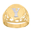 10kt Two-Tone Gold Mens Diamond-Cut Textured Initial Letter Y Band Ring
