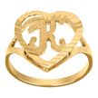 10kt Yellow Gold Womens Diamond-Cut Textured Heart Initial Letter K Band Ring