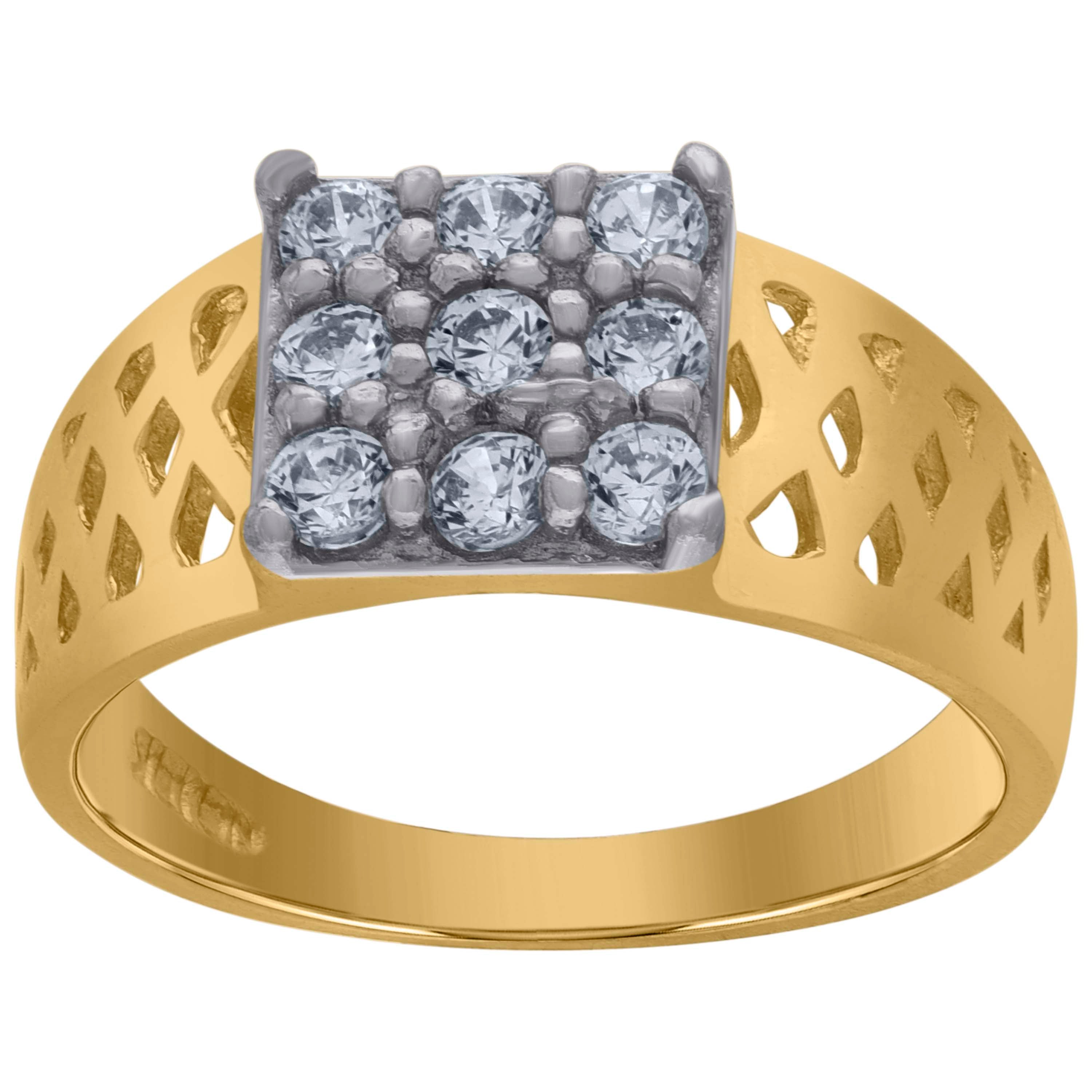 10kt Two-Tone Gold Womens Cubic Zirconia Square Engagement Ring