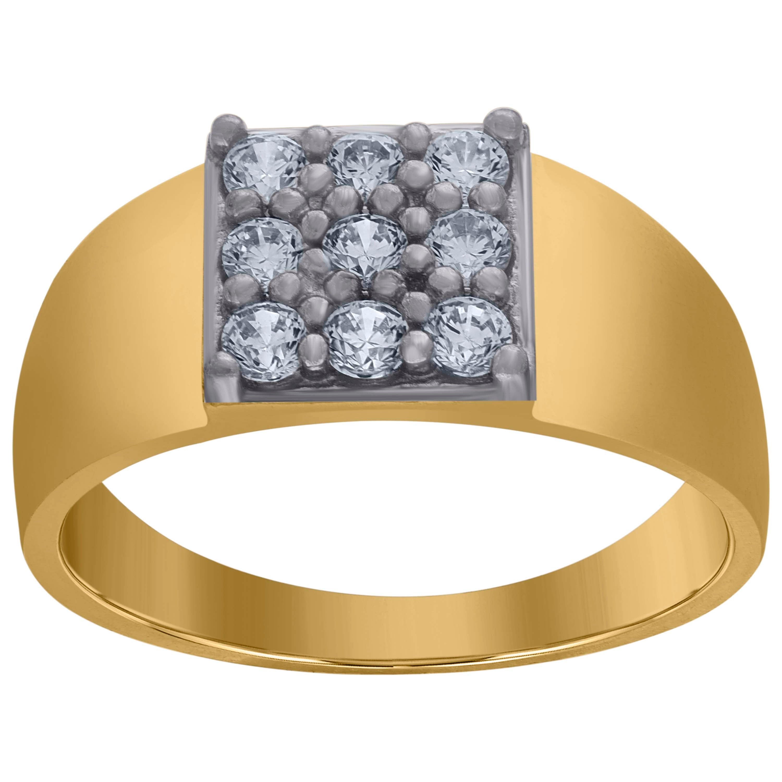 10kt Two-Tone Gold Cubic Zirconia Baby Square Ring