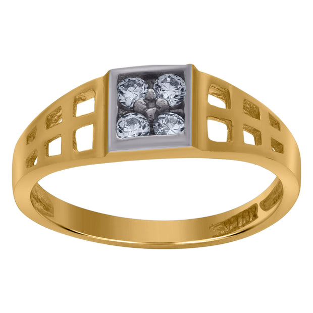 10kt Two-Tone Gold Womens Cubic Zirconia Square Engagement Ring