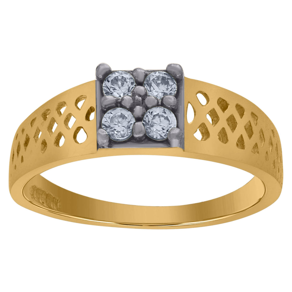 10kt Two-Tone Gold Womens Cubic Zirconia Square Engagement Ring