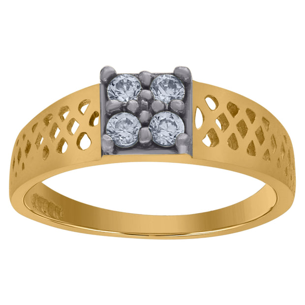 10kt Two-Tone Gold Womens Cubic Zirconia Square Engagement Ring