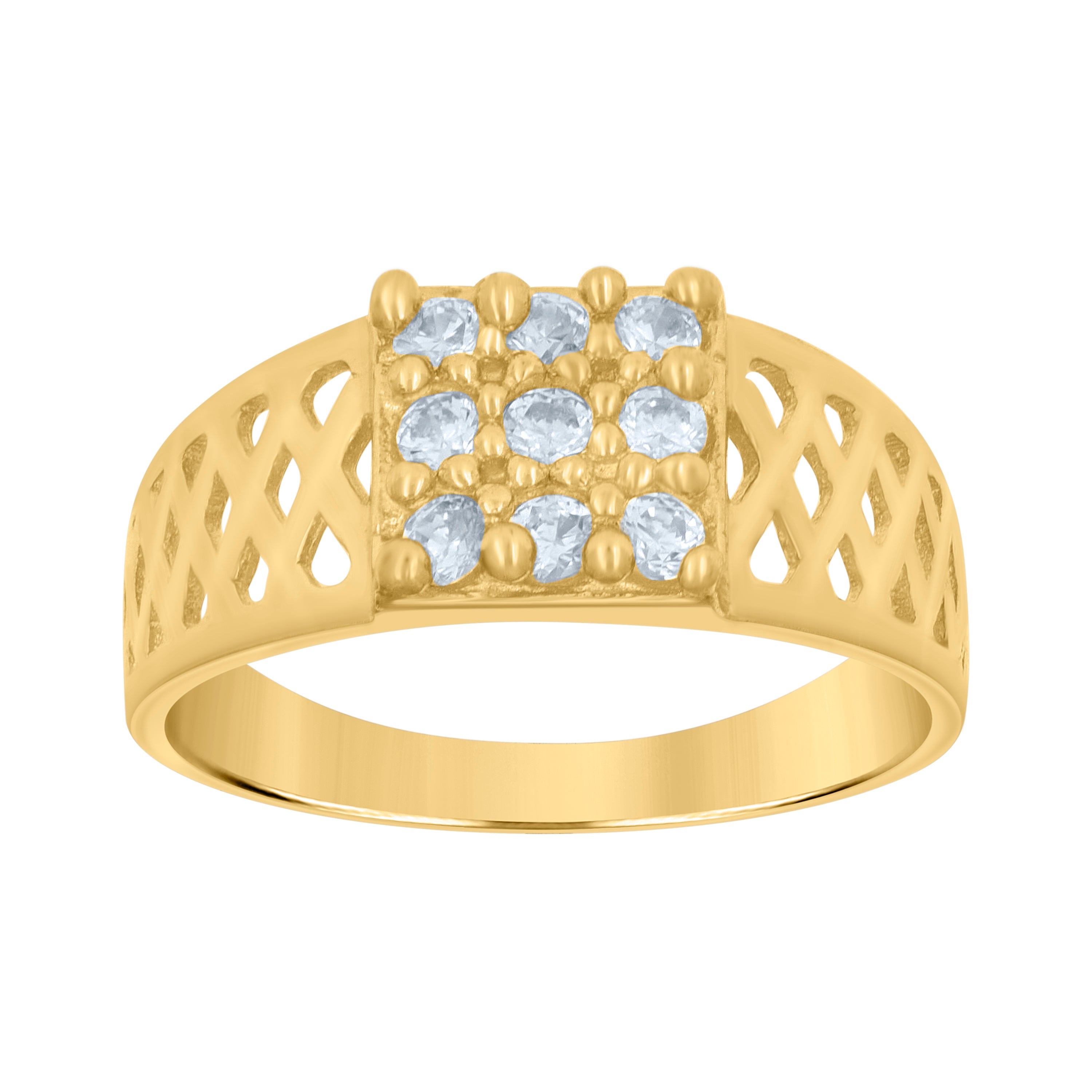 10kt Two-Tone Gold Womens Cubic Zirconia Square Engagement Ring