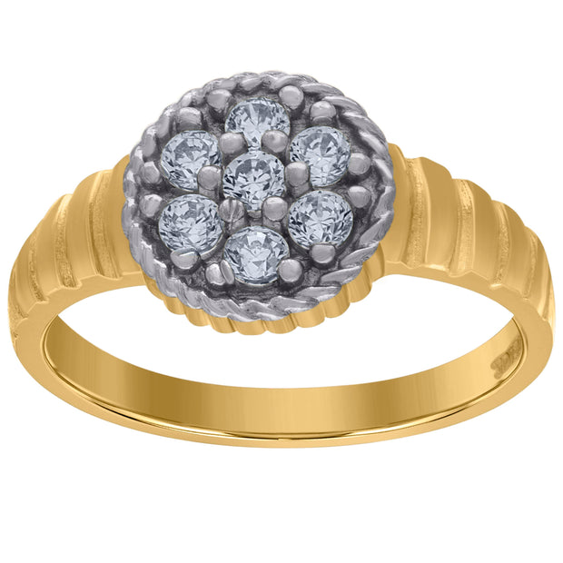 10kt Two-Tone Gold Womens Cubic Zirconia Engagement Ring