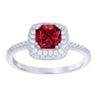 925 Sterling Silver Womens Red Cubic Zirconia Halo Ring Size 6
