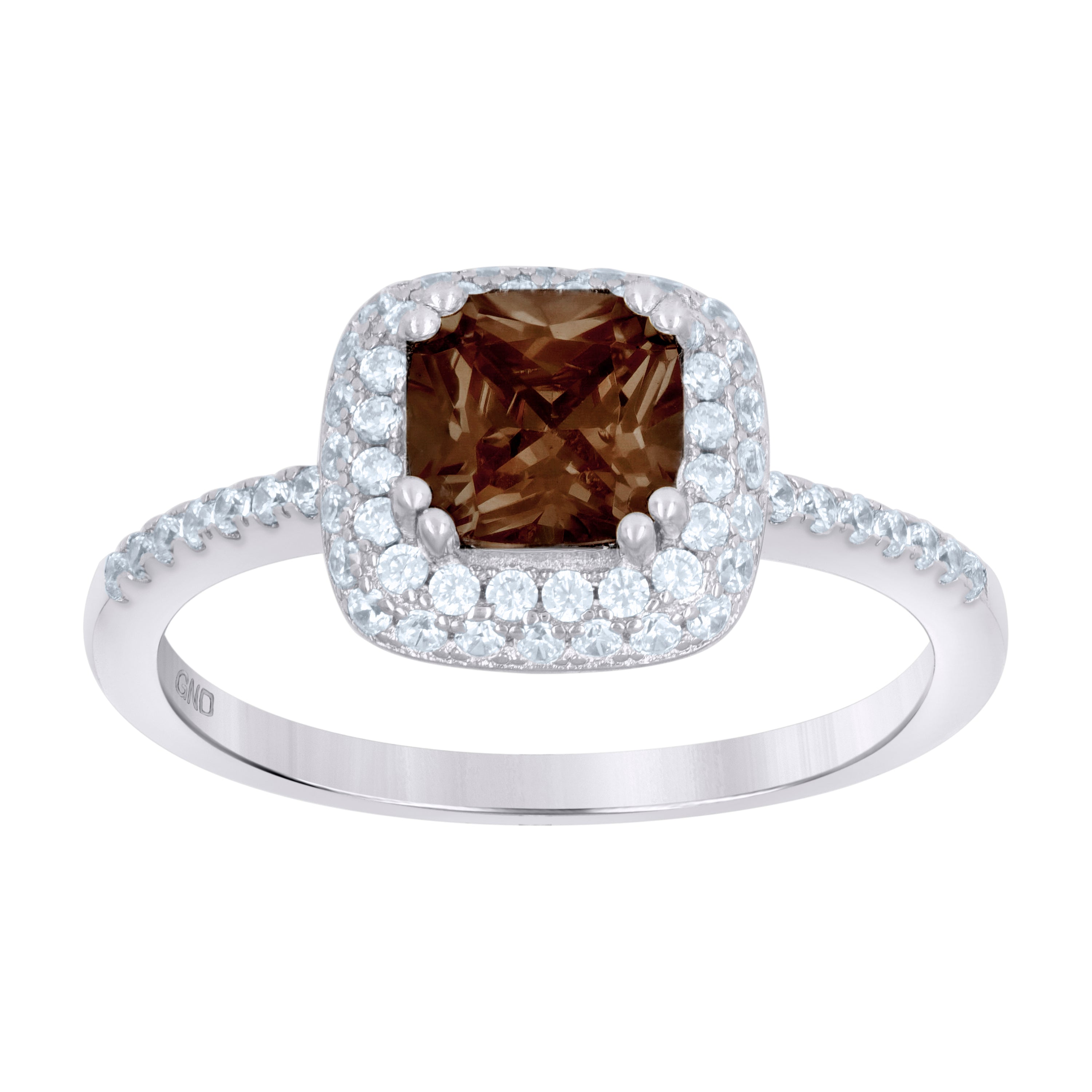 925 Sterling Silver Womens Brown Cubic Zirconia Halo Ring Size 7