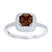 925 Sterling Silver Womens Brown Cubic Zirconia Halo Ring Size 8 - SLV-69702