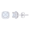 925 Sterling Silver Womens Cubic Zirconia Square Stud Earrings