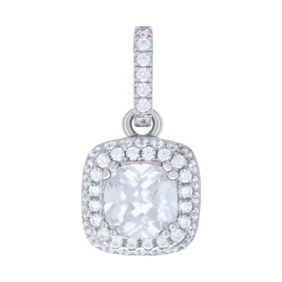 925 Sterling Silver Womens Cubic Zirconia Fashion Square Charm Pendant