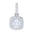 925 Sterling Silver Womens Cubic Zirconia Fashion Square Charm Pendant