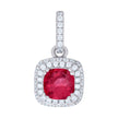 925 Sterling Silver Womens Red Cubic Zirconia Fashion Square Charm Pendant