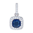 925 Sterling Silver Womens Royal Blue Cubic Zirconia Fashion Square Charm Pendant
