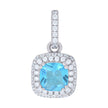 925 Sterling Silver Womens Aqua Cubic Zirconia Fashion Square Charm Pendant