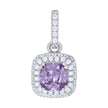 925 Sterling Silver Womens Purple Cubic Zirconia Fashion Square Charm Pendant