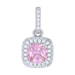 925 Sterling Silver Womens Pink Cubic Zirconia Fashion Square Charm Pendant